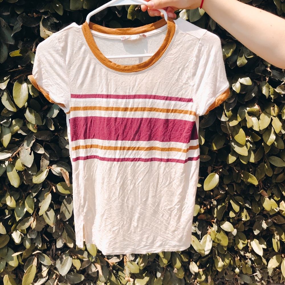 | orange + purple striped tee